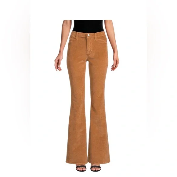 NEW FRAME Latte Tan Corduroy Le High-Rise Flare Leg Jeans Size 34 - Picture 1 of 13